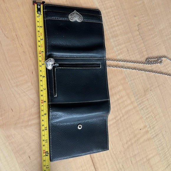 BRIGHTON Wallet Purse Crossbody Black Leather and Silver - Picture 10 of 14